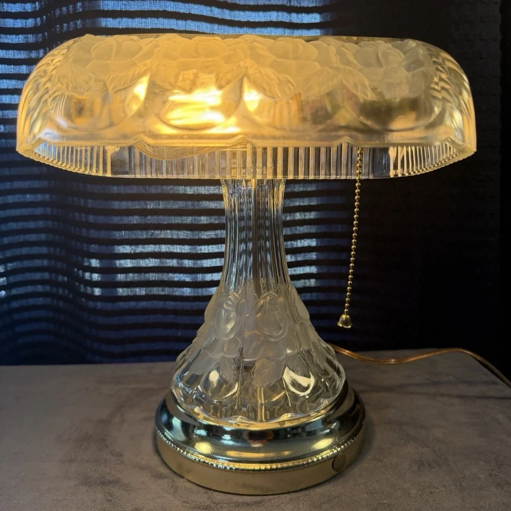 Anne Hutte Bleikristall Lead Crystal Bankers Desk Lamp - Working Rare Vintage